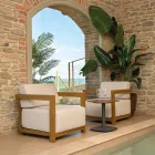 2 Fauteuils met Aluminium Tafel met Thermo-Transfer Hout Effect - Camper Viadurini