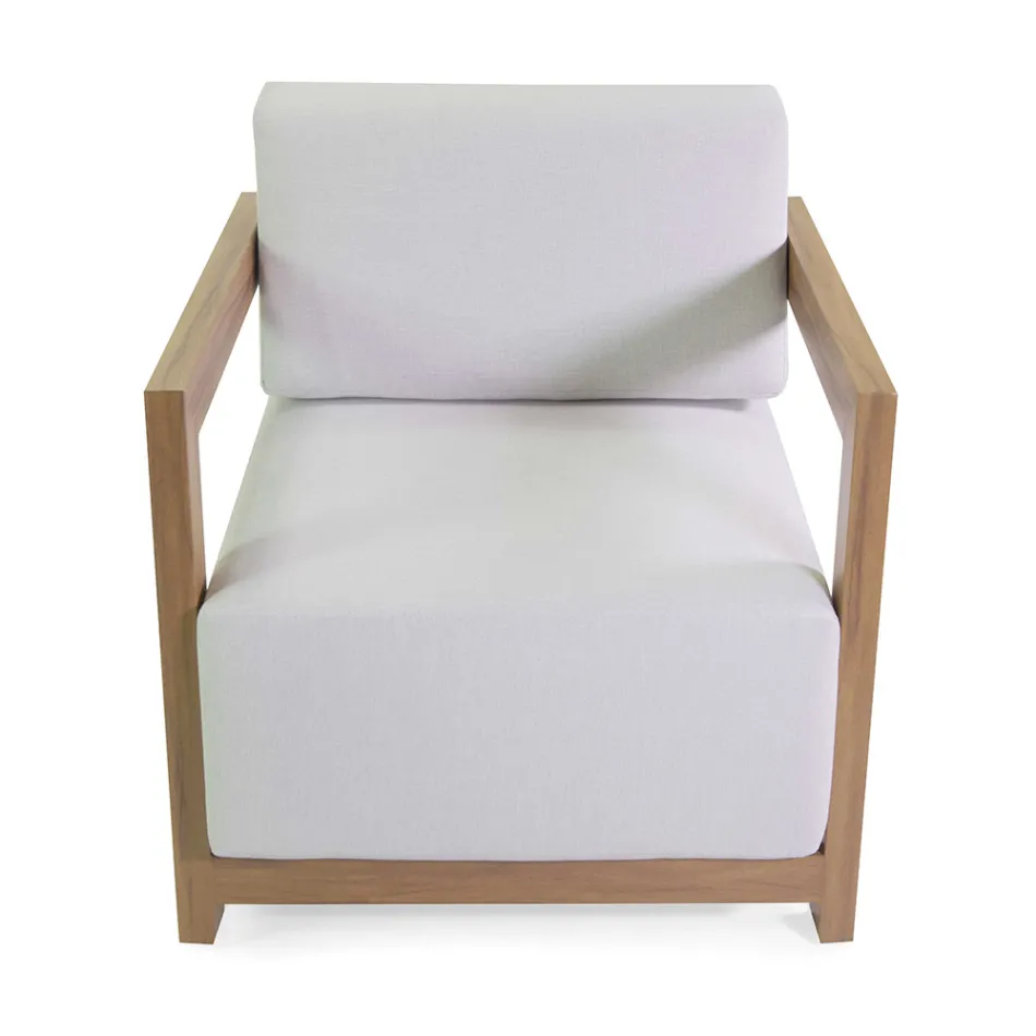 2 Fauteuils met Aluminium Tafel met Thermo-Transfer Hout Effect - Camper Viadurini