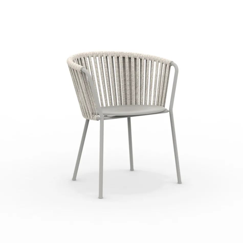 2 Roestvrijstalen tuinstoelen met touwrugleuning - Luxura Viadurini