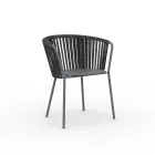 2 Roestvrijstalen tuinstoelen met touwrugleuning - Luxura Viadurini