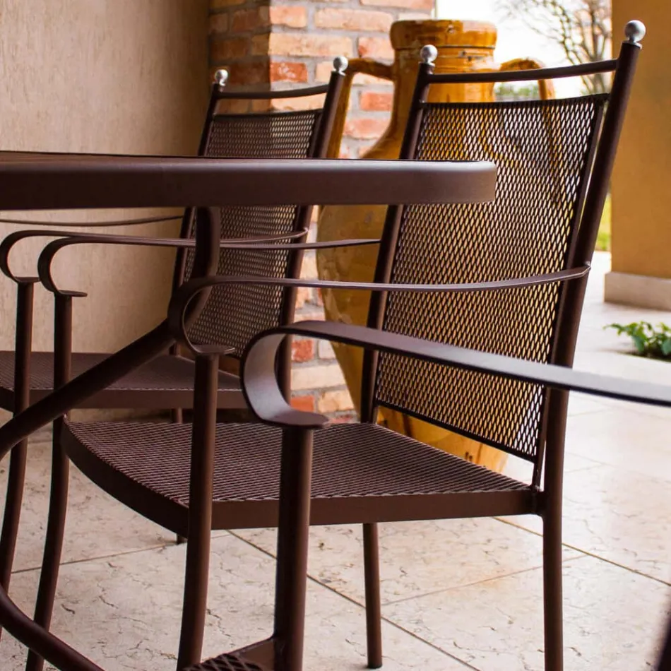 2 klassiek vormgegeven metalen tuinstoelen, gemaakt in Italië - Solis Viadurini