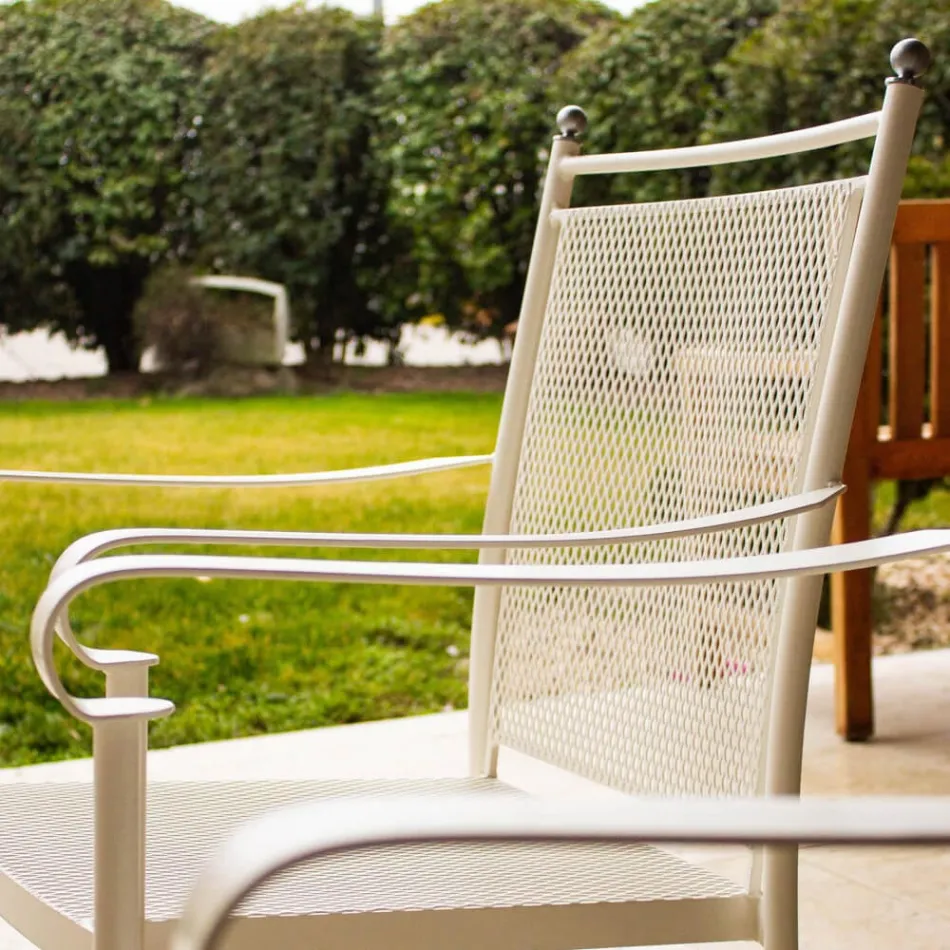 2 klassiek vormgegeven metalen tuinstoelen, gemaakt in Italië - Solis Viadurini