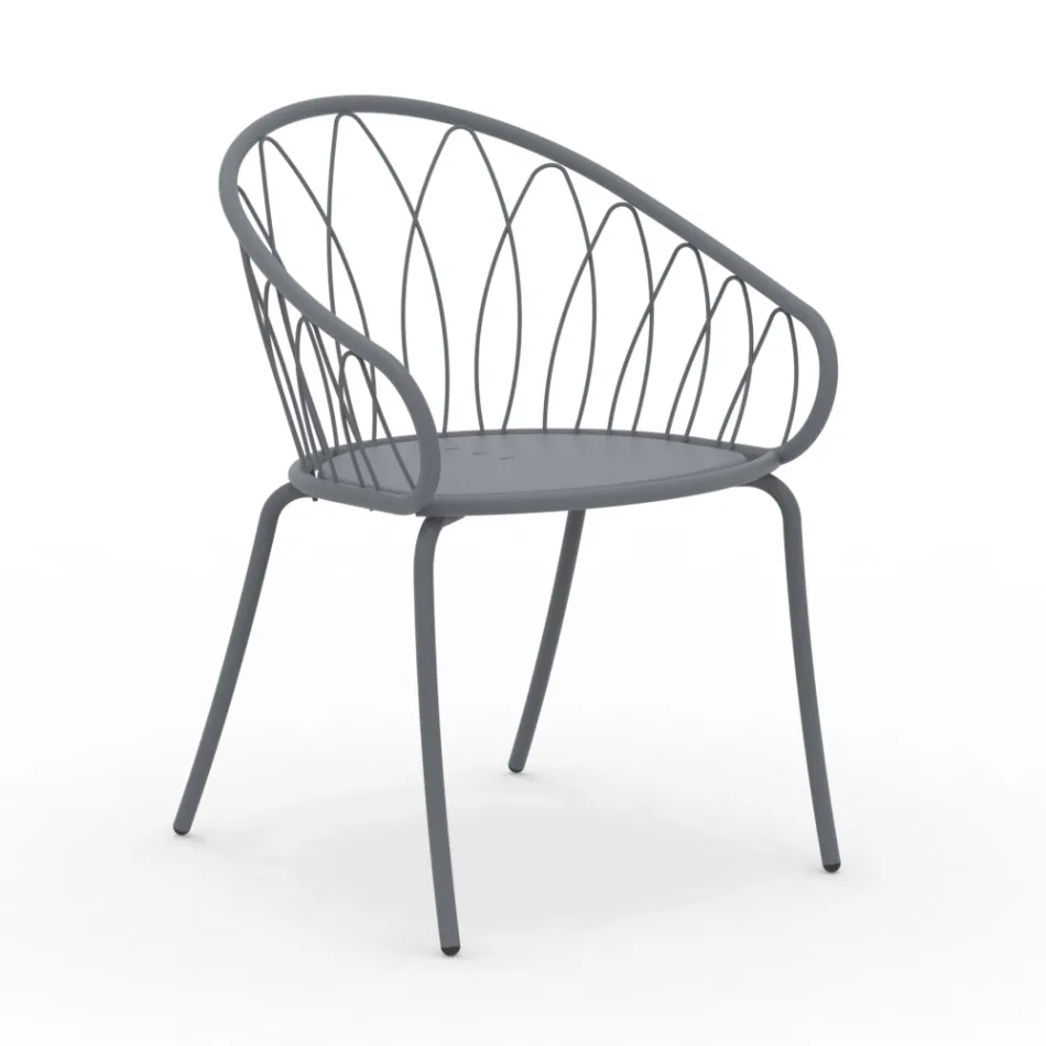 2 stapelbare tuinfauteuils van metaal en kussen gemaakt in Italië - Fontana Viadurini