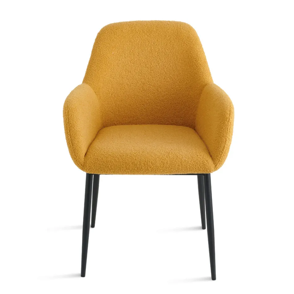 2 fauteuils van boucléstof in verschillende kleuren met metalen frame - Teodora Viadurini