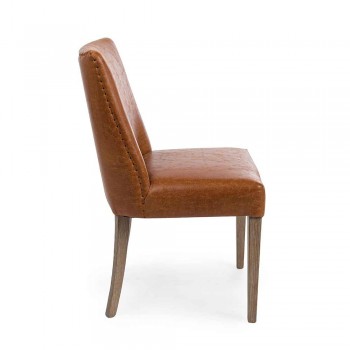 2 design stoelen in bruin kunstleer en eikenhout Homemotion - Gallia