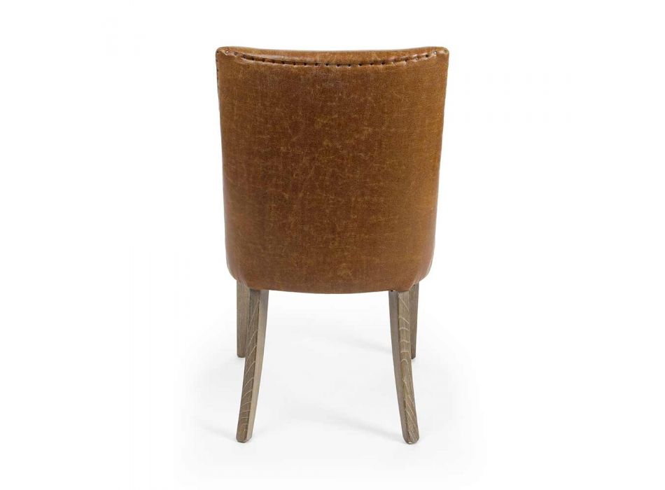 2 design stoelen in bruin kunstleer en eikenhout Homemotion - Gallia Viadurini