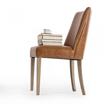 2 design stoelen in bruin kunstleer en eikenhout Homemotion - Gallia