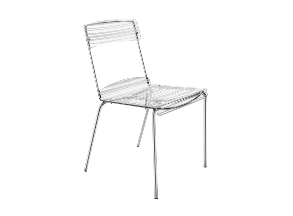 2 Stapelbare stoelen in plexiglas en ijzer Made in Italy - Timon Viadurini