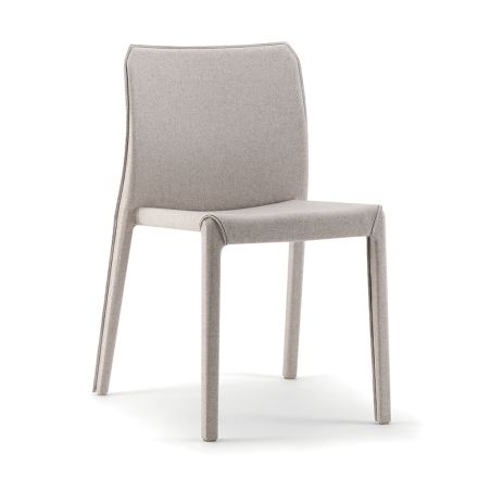 2 stapelbare stoelen van polypropyleen, glasvezel en bekleed met grijze wol - gesneden Viadurini