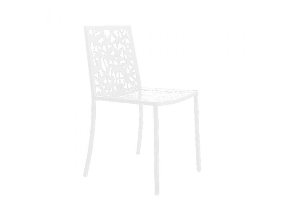 2 modern design laser gesneden wit metalen stoelen - Patatix