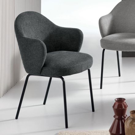 2 Stoffen stoelen met verende zitting en metalen frame - Alighieri Viadurini