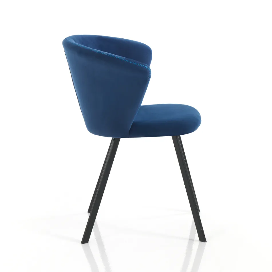 2 stoelen in microvezelstof met blauw fluweeleffect - Everest Viadurini