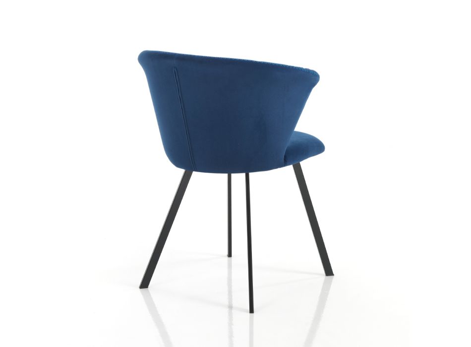 2 stoelen in microvezelstof met blauw fluweeleffect - Everest Viadurini