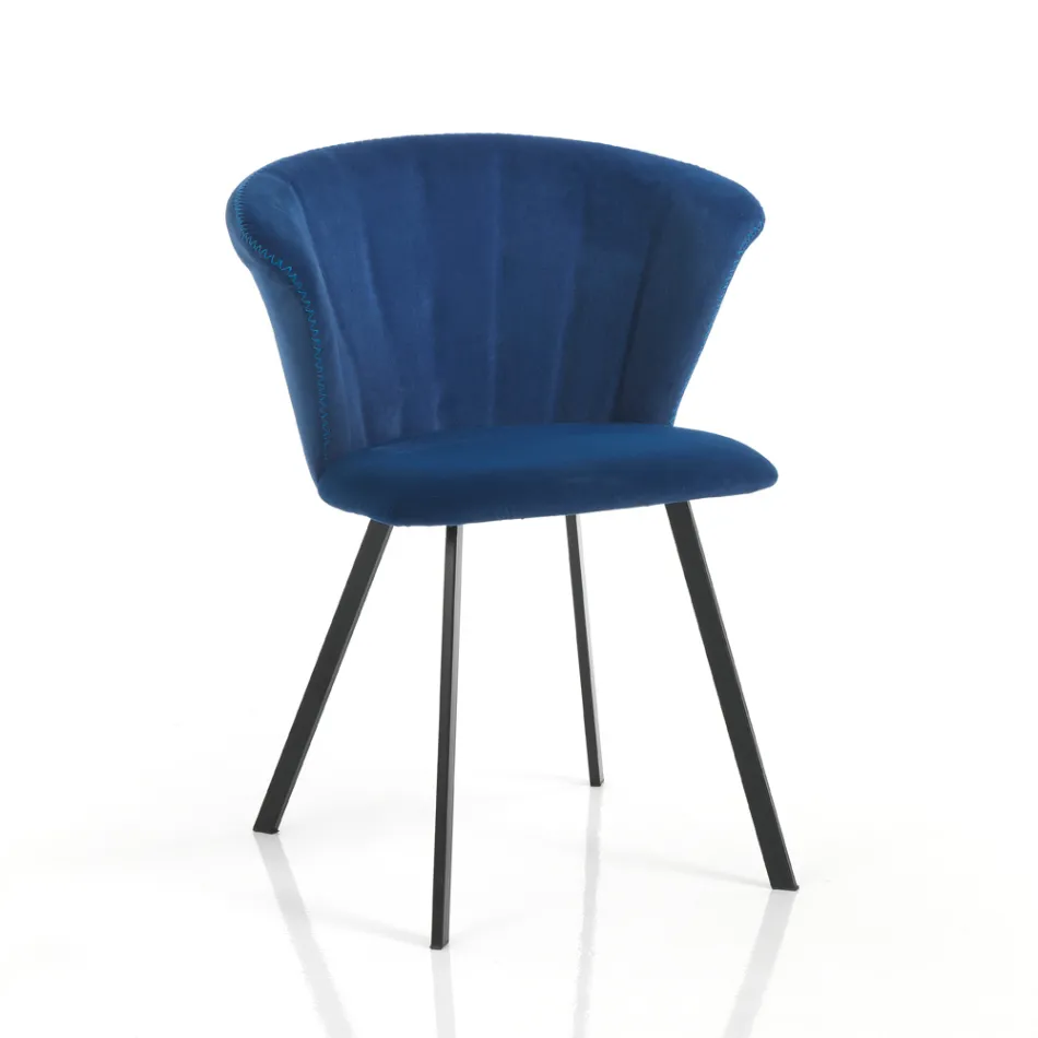 2 stoelen in microvezelstof met blauw fluweeleffect - Everest Viadurini