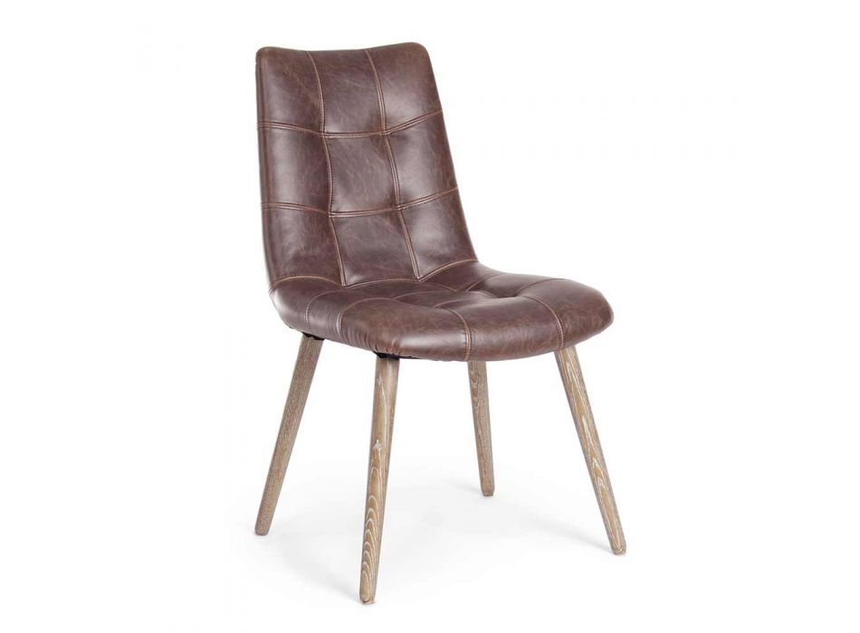 2 stoelen in moderne industriële stijl bekleed met kunstleer Homemotion - Riella Viadurini