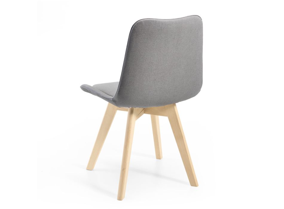 2 monocoque stoelen van hout en ijzerkleurige stof, gemaakt in Italië - klein Viadurini