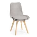 2 monocoque stoelen van hout en ijzerkleurige stof, gemaakt in Italië - klein
