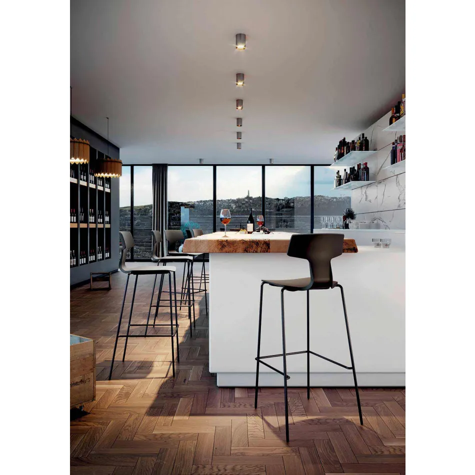 2 stapelbare barkrukken van metaal en polypropyleen gemaakt in Italië - Arlette Viadurini