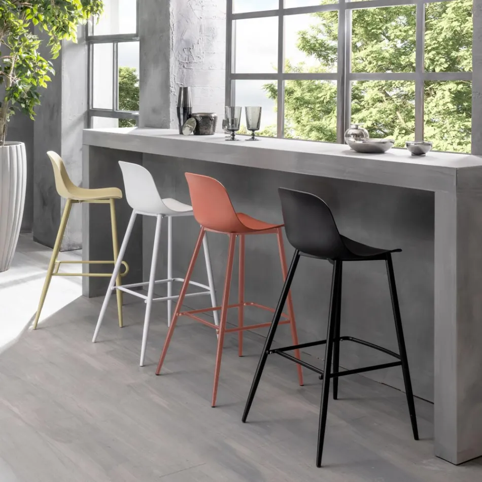 2 krukken gemaakt van polypropyleen en metalen structuur met voetsteun - Engel Viadurini