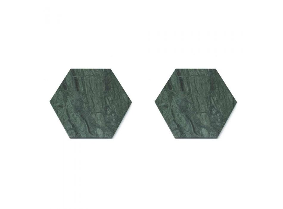 2 zeshoekige onderzetters in wit, zwart of groen marmer gemaakt in Italië - Paulo