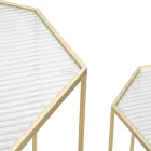 2 Telefoontafels in gouden ijzer en glazen blad - Pope Viadurini