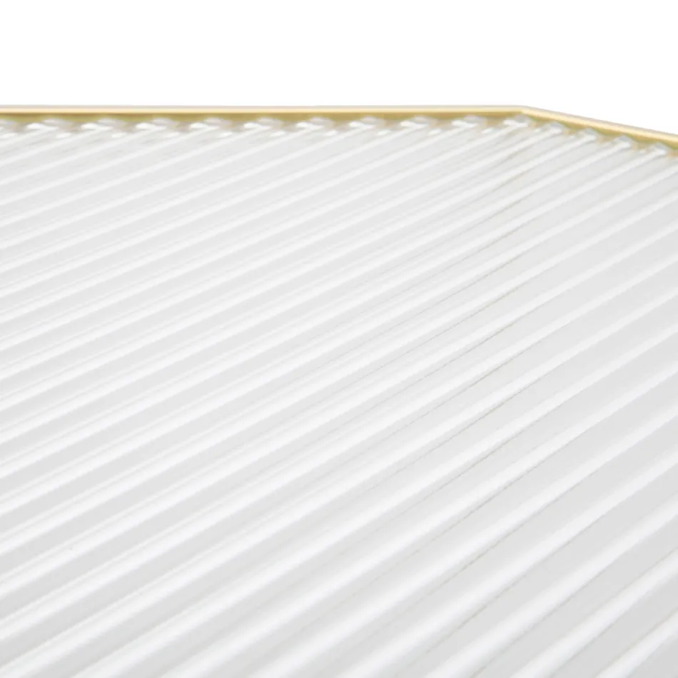 2 Telefoontafels in gouden ijzer en glazen blad - Pope Viadurini