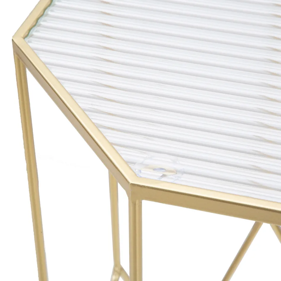 2 Telefoontafels in gouden ijzer en glazen blad - Pope Viadurini