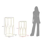 2 Telefoontafels in gouden ijzer en glazen blad - Pope Viadurini