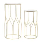 2 Telefoontafels in gouden ijzer en glazen blad - Pope Viadurini