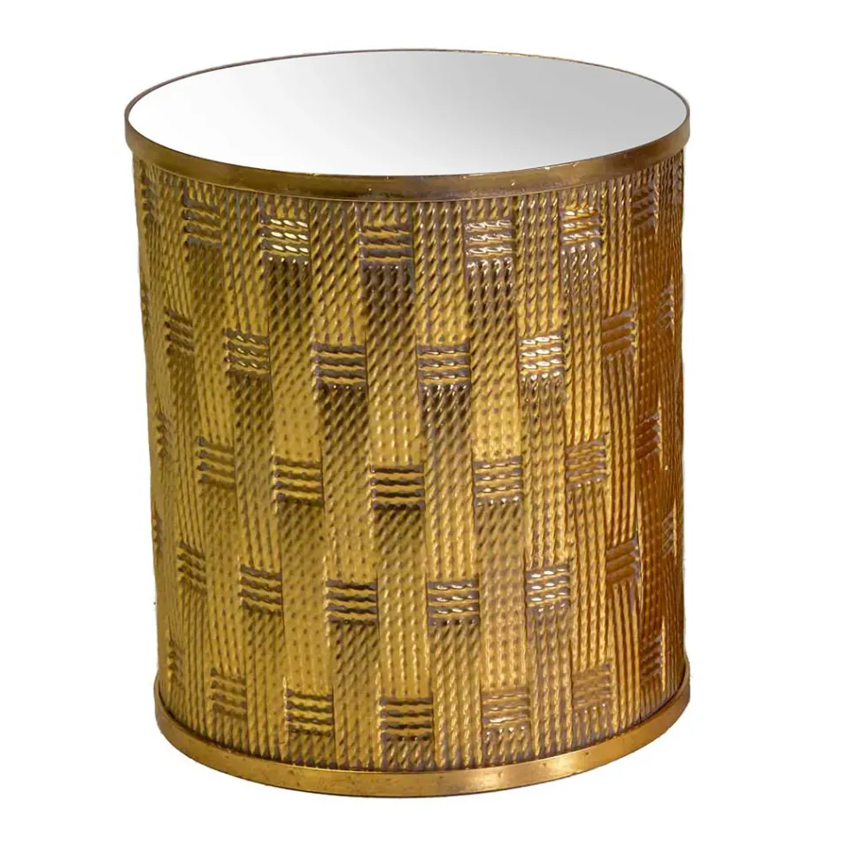 2 Salontafels van Goud Metaal met Spiegelblad - Cliff Viadurini