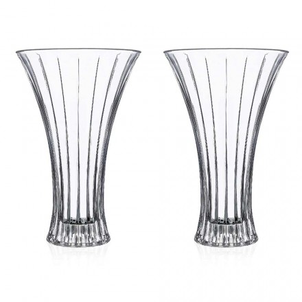 2 Design Decoratie Vazen in Transparant Eco Kristal Decorated Luxe - Senzatempo Viadurini