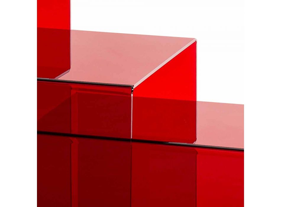 3 rode stapelbare tafels Amalia, modern design, made in Italy