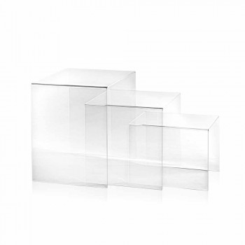 3 transparante stapelbare tafels Amalia design, gemaakt in Italië