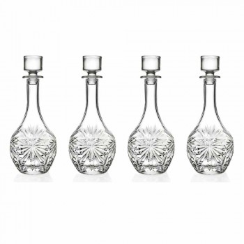 4 flessen met ronde design wijnstop van ecologisch kristal - Daniele