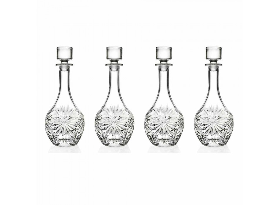 4 flessen met ronde design wijnstop van ecologisch kristal - Daniele Viadurini