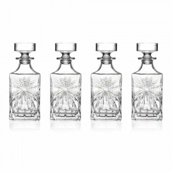 4 Whiskyflessen met vierkant ontwerp van Eco Crystal Cap - Daniele