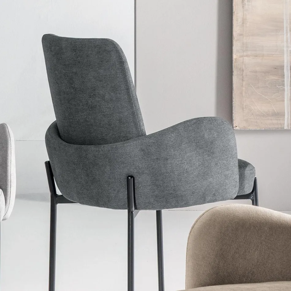 4 fauteuils in gekleurde stof met een gelakt metalen frame - Lamberta Viadurini