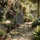 4 traditionele metalen tuinstoelen met armleuningen, gemaakt in Italië - Edris Viadurini
