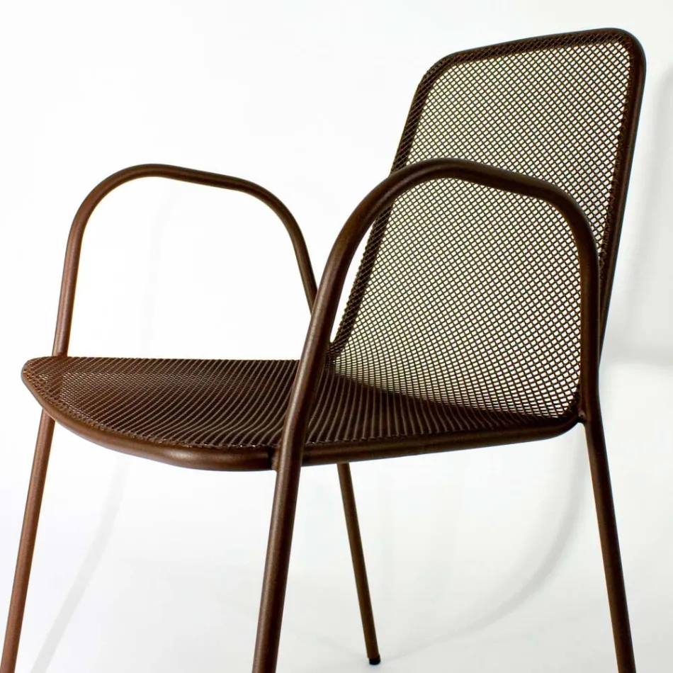 4 traditionele metalen tuinstoelen met armleuningen, gemaakt in Italië - Edris Viadurini