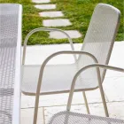 4 traditionele metalen tuinstoelen met armleuningen, gemaakt in Italië - Edris Viadurini