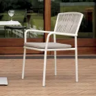 4 stapelbare tuinstoelen van aluminium en touw - Lunaris Viadurini