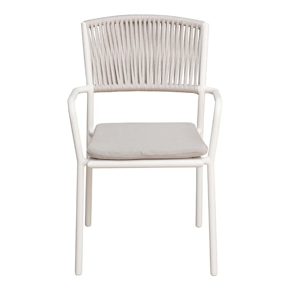 4 stapelbare tuinstoelen van aluminium en touw - Lunaris Viadurini