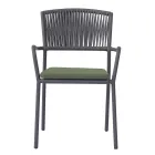 4 stapelbare tuinstoelen van aluminium en touw - Lunaris Viadurini