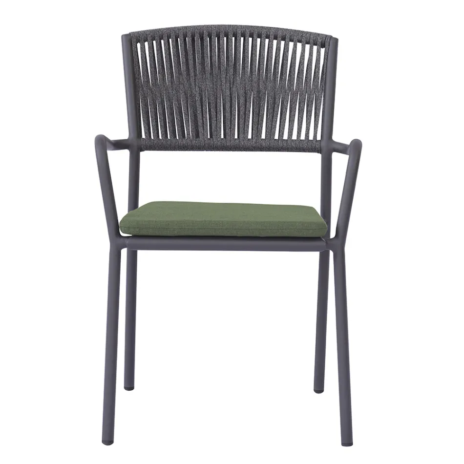 4 stapelbare tuinstoelen van aluminium en touw - Lunaris Viadurini