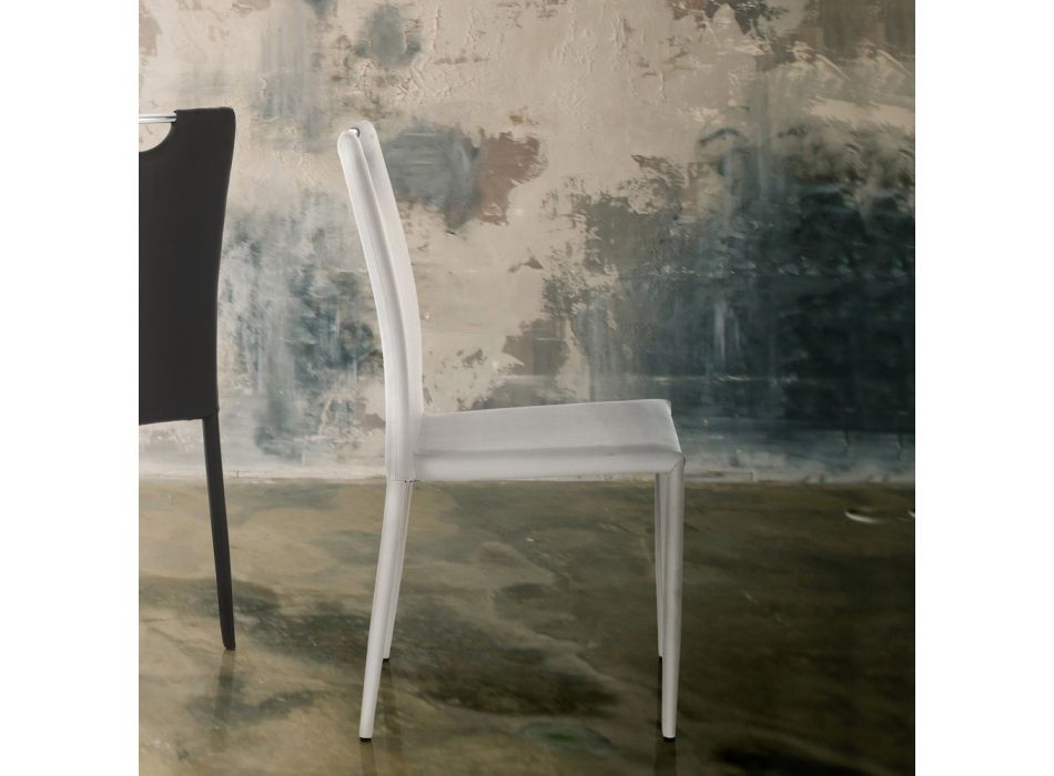 4 stoelen volledig bekleed met wit synthetisch leer - Tulio Viadurini