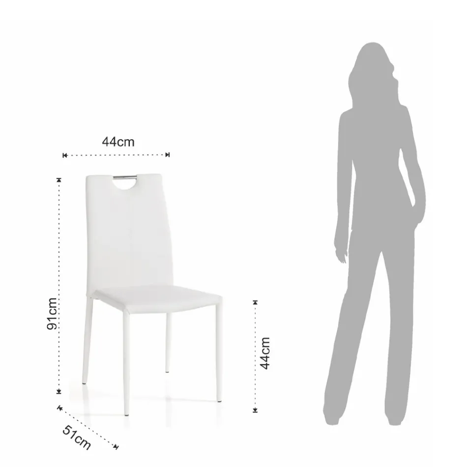 4 stoelen volledig bekleed met wit synthetisch leer - Tulio Viadurini