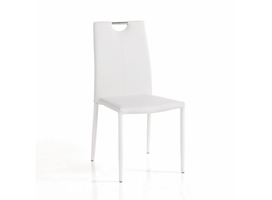 4 stoelen volledig bekleed met wit synthetisch leer - Tulio Viadurini