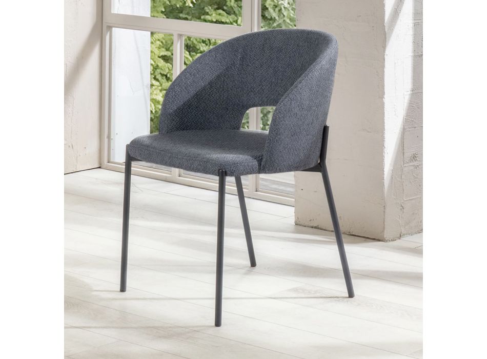 4 stoelen met stoffen zitting van verschillende afwerkingen en metaal - Provence Viadurini