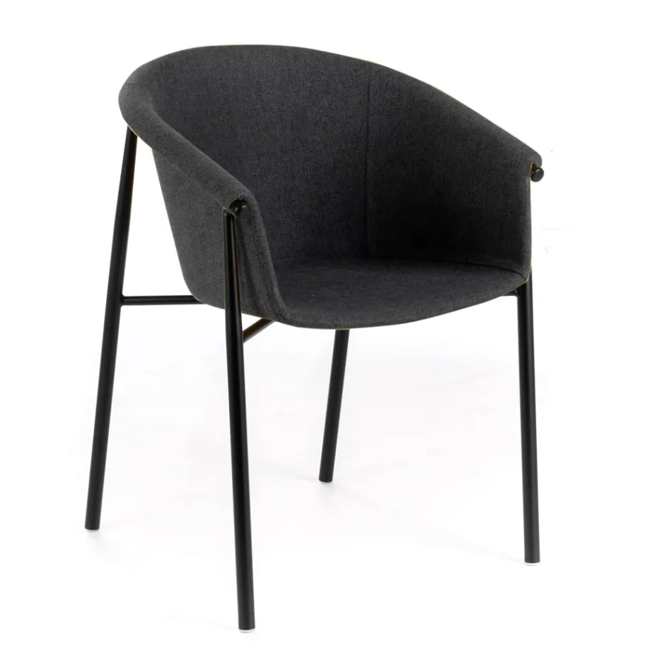 4 stoelen met stoffen zitting verkrijgbaar in verschillende afwerkingen - Toscane Viadurini