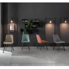 4 stoelen met zitting van microvezelstof en metalen structuur - Perzik Viadurini